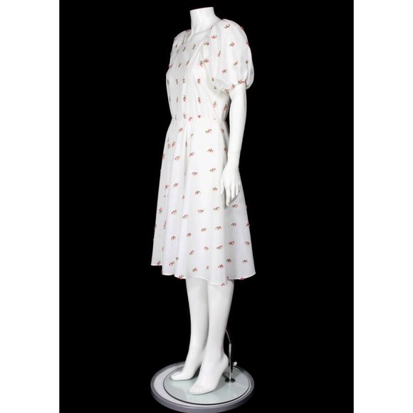 VTG 80's JC Penney White Embroidered Floral Dress Prairie Cottagecore XS/S - 669 - Picture 5 of 7